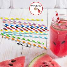 25 Striped Paper Straws, Diameter 6mm/0.24in, Length 197mm/7.75in, Available In Ten Colors, Suitable For Various Drinks Such As Cocktails, Iced Coffee, Soda Water, Lemon Tea, Etc. It Is Also An Ideal Daily And Decorative Item For Parties, Weddings, Bars, Cocktail Parties, Business, Camping, Kitchens, Homes, And Restaurants - Multicolor - View 2