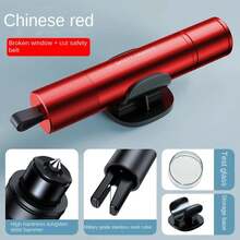 Martillo de  para coche 2 en 1, rompecristales de emergencia, corte del cinturón de , herramienta de rescate de acero de tungsteno de alta dureza, accesorios para automóviles V2O6 - Aleación-Negro - Ver 3