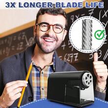 AFMAT - Sacapuntas eléctrico de alta resistencia para aula y hogar 6 agujeros sacapuntas enchufables para lápices de 6 a 11 mm parada automática súper rápido ahorra - Negro - - Ver 3