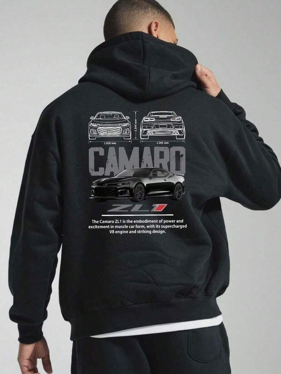 Men's Hoodie With CAMARO Design - Black - View 1