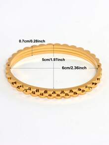 18K Gold Plated Stainless Steel Nail Bangle, Suitable For Women's Daily Wear, Classic European And American Multi-Element Design Style, Generous Personalized Luxury Casual Rhinestone Jewelry, Wedding Jewelry Set, Girls, Women, Moms, Relatives, Friends, Beautiful Wedding, Birthday, Valentine's Day, Mother's Day Gift - Gold - View 2