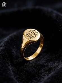 1pc Customized Ring, Laser Engraved Name, Personalized Initial Ring, Monogram Ring, Single Letter Ring, Gift For Her, Personalized Jewelry - Multicolor - View 8