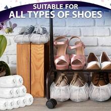 fundas blancas para zapatos desechables paquete de 50 pares u2013 Botines no tejidos para fundas de zapatos, estirables hasta 15. pulgadas, suaves y duraderas, aptas para el hogar, viajes, lugar de - 50 pares de fundas desechables blancas para zapatos - Ver 6