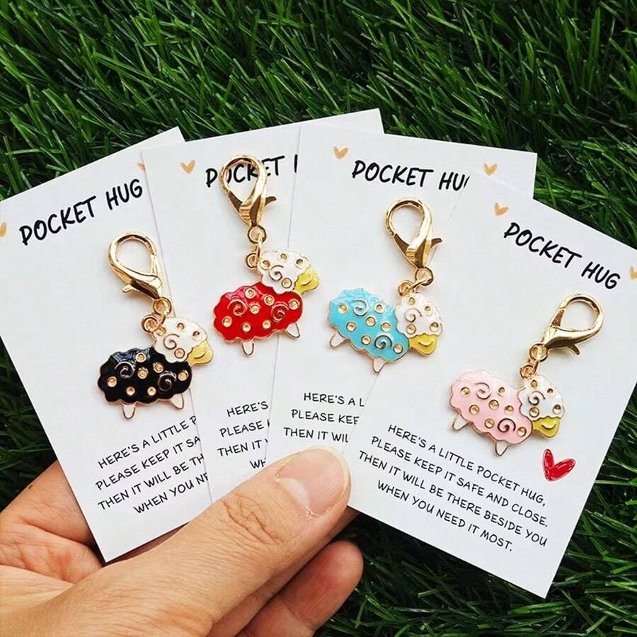 Multi-Style Sheep Keychain Set | Fun And Unique Gift For Ramadan, New Year, Valentine'S, Birthdays, Weddings, Mother'S Day, Father'S Day - Metal Iron Keychain With Red Heart Card - Multicolor - View 1