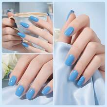 Bright Sky Blue Gel Nail Polish 7.5ml - Light Cyan Soak Off UV/LED Gel Varnish, High Gloss Summer Color For Beach Vacation Manicure (No.044) - 天藍色 - 查看 6