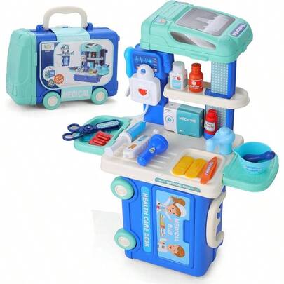 Juguete SIMBLICO Bus Hospital 3 EN 1 u2013 Set Mdico Infantil de 29 Piezas Tipo Autobs Juego Educativo y Porttil para Nios+3 Aos Maletn de Doctor de Plstico Resistente