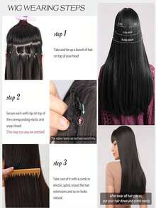 7pcs/Set 18-32 Inch Clip-In Synthetic Hair Extensions, Thick & Natural Black Hair Pieces