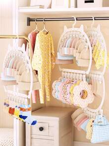 1pc Multi-Functional Double Layer Clip Rack With 26 Clips, For Organizing Diapers, Baby Room Storage, Baby Clothes, Etc. - Multicolor - View 5