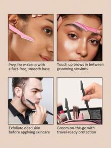 Bộ dụng cụ tỉa lông mày 70 món, bao gồm máy tỉa lông mày, máy tỉa lông mày cán dài, dụng cụ làm đẹp để tạo hình lông mày, tẩy lông, tẩy tế bào chết, cũng như dao cạo mặt có vỏ bảo vệ, lưỡi tỉa lông mày và lưỡi dao cạo. Quà tặng, Du lịch, Đồ dùng giá rẻ, Vật dụng cần thiết khi đi du lịch - Hồng - Xem 6