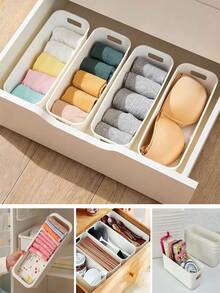 Multifunctional Drawer-Style Sock & Underwear Storage Box, Tabletop Snack Organizer. Perfect For Neatly Storing Underwear, Socks, Towels, Bibs, Snacks And Tea. Divided Compartments Keep Items Organized. Ideal Bedroom Storage Solution. Note: Due To Production Batch Differences, There May Be Minor Defects Or Stains, Which Is A Normal Phenomenon. - Multicolor - View 2