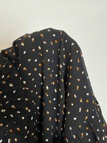 Rusttydustty Đầm voan dáng rộng màu đen thêu hoa dành cho nữ cỡ lớn, cổ chữ V, viền bèo nhún, thích hợp cho ngày Valentine, Tết Dương lịch. - màu đen - Xem 9