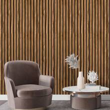 Adhesive Wallpaper With Rustic Oak Wood Ribbed Pattern, Thin Strips - Multicolor - View 3