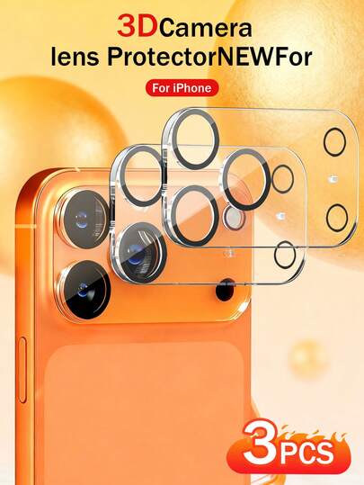 XINHONGYU 3 Stück hochauflösende transparente Kameraobjektiv-Schutzfolien, geeignet für Modelle 17 Pro Max, 17 Pro, 17 Air, 17, 16e, 14 Pro Max, 15 Pro Max, 16 Pro Max, 14 Pro, 13, 15 Plus usw. Kamera-Bildschirmschutz-Zubehör, 9H gehärtetes Glas, stoßfester Schutz