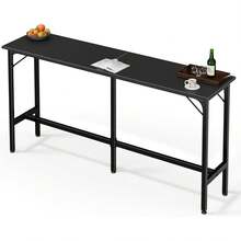 Counter Bar Height Pub Table, Bar Table, Rectangular High Top Coffee Table, Narrow Long Kitchen & Dining Counter Tables With Sturdy Metal Frame - 黑色 - 查看 7