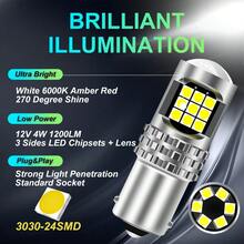 2Pcs 7443 7444 T20 W21/5W LED Light For Lada Kalina Granta Vesta DRL LED Bulbs 6500K White Super Bright 3030 24SMD 12V 24V - 2PCS - View 7