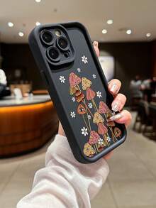 1PC Hot Selling Mushroom Pattern Design, Soft Touch, Waterproof And Dustproof Durability, Bumper Cover With Camera Protection, Compatible With 17/17Air/17Pro/17ProMax, 16/16Plus/16ProMax, 15.14, 13, 12, 11 Series, As Well As Galaxy S22, S23, S24, S25 PLUS ULTRA Series. Suitable As Easter Gift, Christmas And Halloween Decoration/Birthday Gift, Suitable For Girlfriends, Boyfriends, Friends Or Personal Use - 黑色 - 查看 2