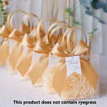 1pc Gift Bag With Ribbon, Transparent Bridesmaid Gift Box, Valentine's Day Gift Bag With High-End Feel, Wedding Birthday Transparent Gift Handbag, Candy Bag Gift Bag Gift Box Handbag, Excluding Raffia And Internal Card - Multicolor - View 7