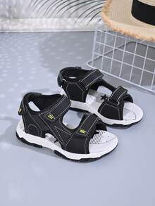 1 Pair Girls Open Toe Sandals, Soft Sole, Fashion, Korean Style, Princess, Student, Cute, Versatile, Summer Beach Sandals - Grey - View 2