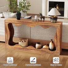 Mesa de Consola de Granja de 63 Pulgadas con Entrada, Mesa de sofá detrás del sofá, Mesa de Consola Estrecha, Soporte de Pasillo, Mesa de Acento Industrial para Sala de Estar - Marrón - Ver 6