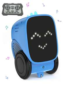 1个遥控机器人玩具，互动智能语音机器人，带音乐和LED表情眼睛，支持触摸感应器、自动演示功能，可跳舞唱歌，可充电情感机器人，适合3-12岁儿童，圣诞节、万圣节、复活节、生日、新年礼物（蓝色） - 彩色 - 查看 10