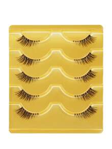 5 Pairs Wispy Cat Eye Faux Mink Lashes With Transparent Band, Natural Short Lash Appearance - Cat Eye Lashes - View 2