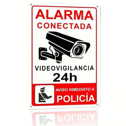 Señal de vigilancia de video con estilo vintage - Monitoreo 24/7, alerta instantánea, fácil montaje en pared, perfecto para decoración del hogar y negocios, sin necesidad de batería.