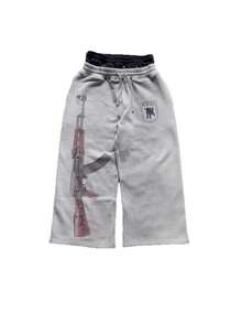 Men's Sweatpants Hip-Hop Y2k Double Waist Street Embroidery Folding Pants Couple Sweatpants - 灰色 - 查看 5