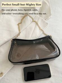 Summer Clear Bag For Stadium Events Chain Shoulder Bag PVC Transparent Bag Jelly Black Purse Handbag Beach Bag Stadium Bag For Travel Birthday Gift - Multicolor - View 6