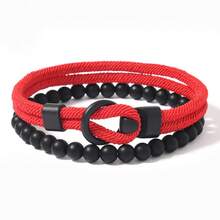 2pcs Men's Bracelet Set, Black Stone Elegant Men's Bracelet, Beaded Bracelet Strap With Powerful And Graceful Vibe, Suitable For Daily Stacking And Gift, Great For Friends - Two-piece Set Of Stones + Custom-made Buckle Bracelet - View 14