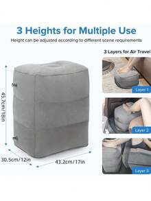 PVC Material Inflatable Foot Rest Pillow, Suitable For Airplane, Car, Bus, Travel, Flight, Train, Student Use, Foot Hammock, Leg Support - Multicolor - View 5