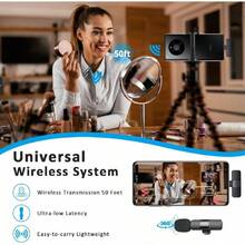 ACHAVE Wireless Microphone For IPhone, Android Wide Compatibility Noise Reduction Clear Sound Lavalier Microphone For Podcast, Video Recording, Live Streaming, , , Vlog, - K8-1 - View 11