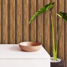 Adhesive Wallpaper With Rustic Oak Wood Ribbed Pattern, Thick Strips - Multicolored 2 - View 5