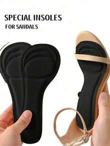 1 Pair Women's Sweat-Absorbing Anti-Slip Sandal Insoles, Self-Adhesive Breathable 3/4 Pad, For Women Heels, Women Shoes, Kitten Heels, Beach Accessories For Women Vacation Outfits - Đen 3 - Xem 1