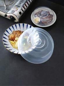 1 pieza Tapa redonda de plástico con asa de 23cm para conservar alimentos en el horno microondas, resistente al aceite, de gran tamaño, accesorio de cocina, tapa de silicona para horno microondas, equipo de camping - Multicolor - Ver 5
