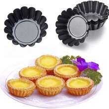 12pcs Non-Stick Mini Egg Tart Mold, Mini Egg Tart Mold, Top Diameter 2.6 Inches, Bottom Diameter 1.65 Inches, Height 0.9 Inches, Carbon Steel Material, Reusable Baking Tool For Kitchen - Multicolor - View 7