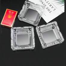 3 piezas de ceniceros de cristal de gran tamaño - Cenicero rectangular resistente y portacigarro, diseño cuadrado elegante, adecuado para el hogar, exteriores, fiestas, bandeja de fumar duradera (cenicero de cristal) - transparente - Ver 11