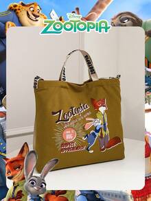 Disney 1个疯狂动物城印花帆布手提袋，男士多功能卡通可调节肩带手提单肩包，大容量手提包，——非常适合男士/学生，适合外出/日常/购物 - 彩色 - 查看 9