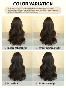 NICKY WALL 深棕色长款蓬松波浪卷发假发，黑棕色带刘海，耐热合成纤维假发，适合时尚女性和女孩参加派对和日常佩戴，24英寸