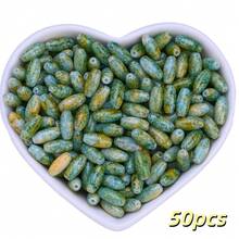 50pcs Vintage Picasso Glass Floral Print Seed Bead, 5*10mm Colorful Oval Loose Beads - Assorted Colors, Suitable For Making Necklaces, Bracelets, DIY Earrings, Tassel Crafts And Jewelry - Floral Shuttle Beads - View 12