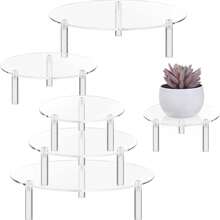 Acrylic Round Display Stand, Transparent Round Holder, Transparent Riser Base, Suitable For Plants, Jewelry, Figurines, Desserts, Home Decor, Weddings, Birthday Parties, Etc. Multiple Sizes Available, Stackable Design - Round - View 1