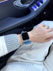 1条彩色真皮表带，兼容 38mm、40mm、41mm、42mm、44mm、45mm、46mm、49mm，适用于 Ultra系列10/9/8/7/6/5/4/3/2/1 SE - 藍色 - 查看 5