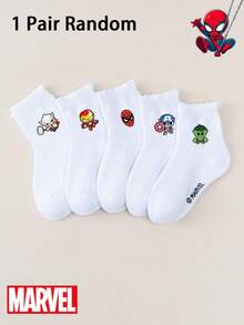 1/5 Pack Marvel Cartoon Cute Pattern Children's Socks, Ruffle Socks, Bubble Ruffle Socks. Boys' Socks, Girls' Socks, Toddler Socks, Suitable For Daily Wear, Party Gifts, Easter Gifts, Spring/Summer Gifts. Suitable For All Seasons, Soft & Comfortable, Non-Slip Crew Socks. Children's Fashion Accessories. - Multicolor - View 15