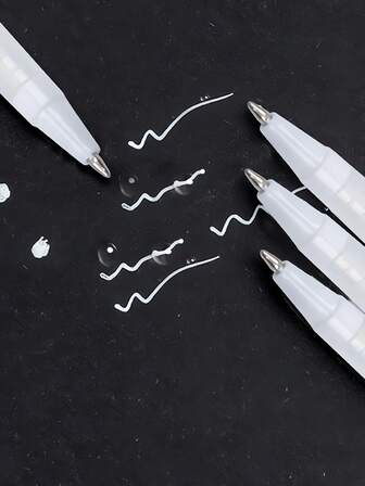 1pc/6pcs White Highlighter Gel Pen, Sketch Pen, Colored Pen, Art Ink Pen/Black Paper, Painting Design Illustration Art Supplies, Suitable For Meeting And Party Sign-In, DIY Painting And Student Stationery
