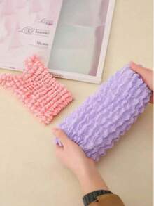 1 pieza Bolso de mano expandible y lindo con ribete de volantes y correa de muñeca, hecho de tela de poliéster duradera, bolso portátil, opciones de varios colores, adecuado para compras, uso diario, regalo, bolso de moda y práctico con textura de loto, diseño interior de gran capacidad, mecanismo retráctil confiable, fácil de guardar, bolsa de compras pequeña, réplica, retornable - Multicolor - Ver 9