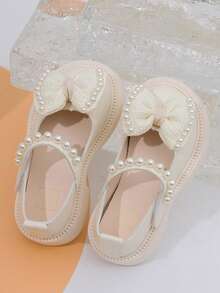 Giày bệt mới năm 2026, 1 đôi giày da dễ thương và thời trang cho bé gái, chống trơn trượt và chống mài mòn, thoáng khí, giày tập đi nhẹ và mềm mại cho trẻ nhỏ, giày công chúa kiểu dáng đi học. - Màu be - Xem 4