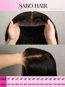 Glueless Hair Wigs Human Blended Hair Pre Plucked Pre Cut Natural Color Straight 1B Lace Front Wigs For Women Black Color 5X5 Wear And Go Glueless Wigs Natural Hair 26Inch - Natural & Black - View 30