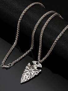 1件维京项链，三角罗盘造型，钛钢链，时尚个性配饰，男女皆宜的派对礼物 - 彩色 - 查看 2