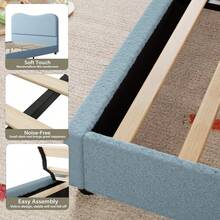 Dragonpad Upholstered Bed Frame With Headboard, Low Profile Velvet Platform Bed For Kids Teens, No Box Spring Needed, Cozy Fabric, Quiet & Easy Assembly, Strong Wooden Slats - Full-blue - View 6