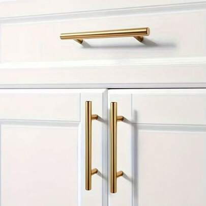 4pcs Gold Cabinet Handles Stainless Steel Kitchen Drawer Pulls Door Knobs For Bathroom Bedroom Furniture