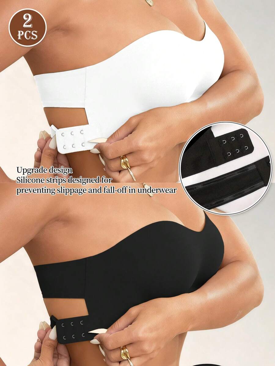 Women's Seamless Strapless Bra Sexy Side Closure Bra Seamless Criss Cross Back Solid Wireless Bralette Soft Chest Pad Comfy Bra Adjustable Straps Women's Intimates Lingerie Elastic Underwear Tube,Bridal Lingerie Top Breathable Camisole Not Transparent Perfect With Strapless Dresses For Everyday Wear - Multicolor - View 1